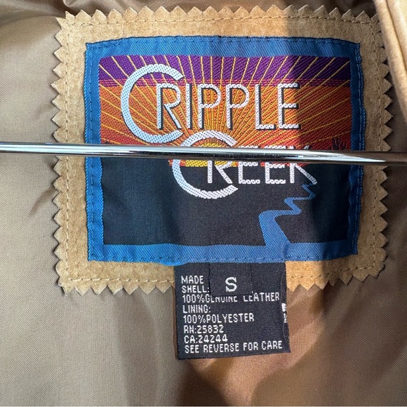 Cripple Creek Brown Suede Leather Fringe Jacket With Snap Buttons Womens Small - Picture 11 of 11